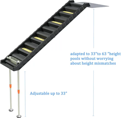 Miniatura 7 de Rampa plegable para piscina para perros con patas de 33 pulgadas para ajuste de altura libre, rampa de agua segura y de fácil acceso para perros