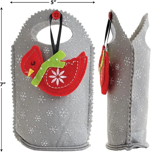 Miniatura 3 de Cardinal Ornament - Bolsas de fieltro de Navidad – Juego de 5 bolsas de regalo para niños, fiestas de vacaciones, decoración de profesores