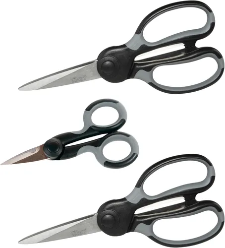 Titan Juego de 3 tijeras resistentes de acero inoxidable de grado comercial para manualidades de oficina, costura y uso doméstico, tijeras multiusos