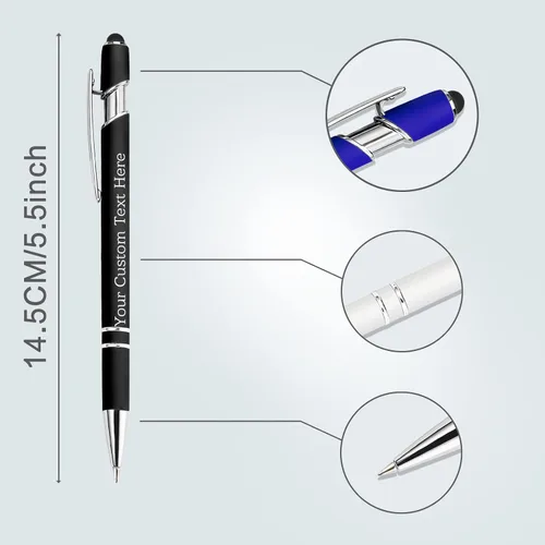Miniatura 5 de Bolígrafos personalizados con nombre a granel, juego de bolígrafos personalizados, lápiz capacitivo grabado, logotipo, texto, regalo para negocios