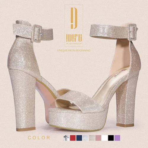 Miniatura 2 de IDIFU - Tacones de plataforma de 5pulgadas para mujer, sandalias Sabrina IN5 de tacón alto y grueso, correa de tobillo, zapatos sexis y elegantes