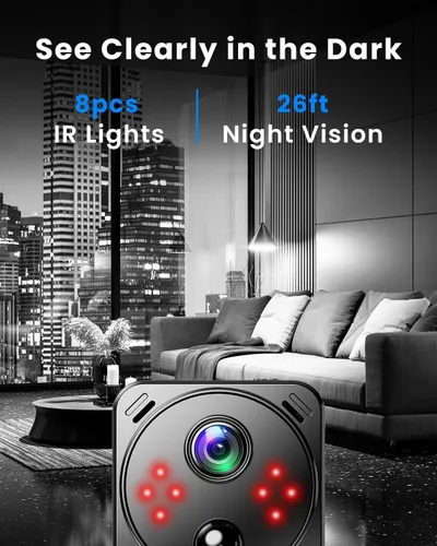 Miniatura 6 de VIDCASTIVE Mini cámara oculta 4K de doble banda 2.4/5GHz WiFi cámara de seguridad interior con detección humana AI, visión nocturna, almacenamiento