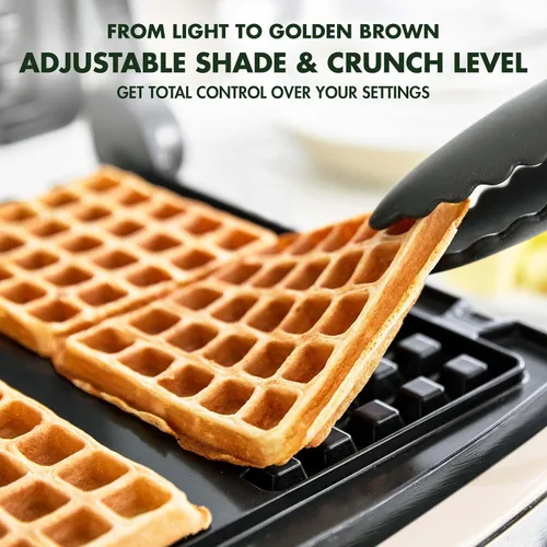 Miniatura 7 de GreenPan Elite Máquina para Hacer Waffles Belgas y Clásicos de 4 Cuadrados, Placas Antiadherentes de Cerámica Saludable Aptas para Lavavajillas