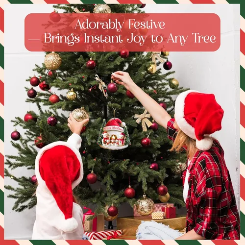 Miniatura 5 de Familia de Muñecos de Nieve Adorno de Navidad – Feliz Navidad Adorno Colgante de Acrílico – Lindo Adorno Navideño para Árbol, Regalo para Familia