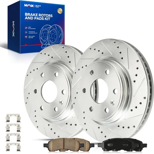 Miniatura 22 de Kit de freno delantero KAX, rotores de freno ranurados y con hendiduras, pastillas de freno cerámicas Compatible con Honda Accord 1990 1991 1992