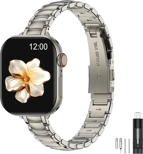 Miniatura 22 de MioHHR - Correas delgadas de metal compatibles con Apple Watch Band Ultra3/2/1 Series 11 10 9 8 7 6 5 4 3 2 1 SE3/2/1, correa delgada y estrecha