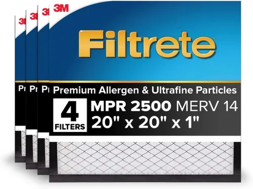 Filtrete MERV 14, MPR 2500 - Filtro de aire para caldera de aire acondicionado de 20 x 20 x 1, alto rendimiento, partículas ultrafinas, filtro de