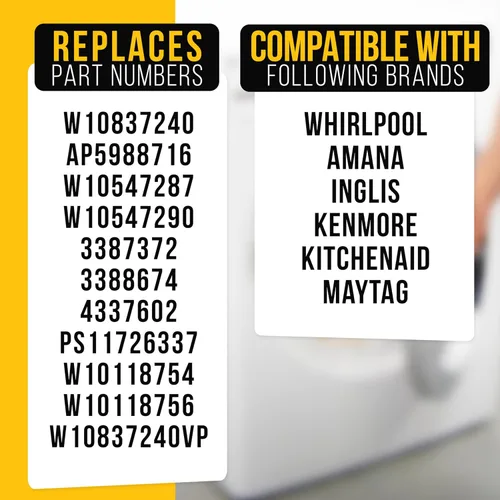Miniatura 7 de PartsBroz W10837240 Polea tensora de secadora para Whirlpool WED8000DW4 MEDB835DW4 MEDB765FW0 WED8500DC4 MEDB855DC4 WED5600XW0 WED7500GC0 WED9050XW1