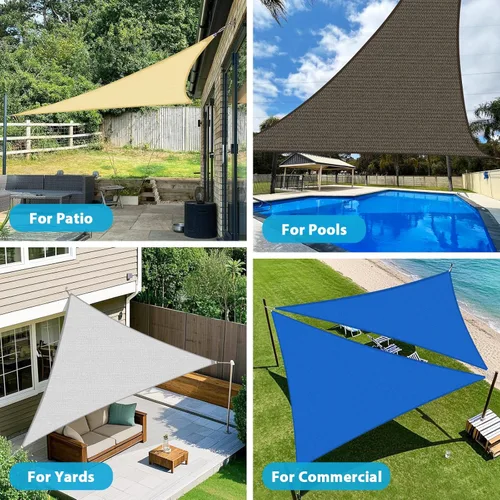 Miniatura 7 de Amagenix Toldo tipo vela de 8 x 8 x 8 pies, borde curvado, para exteriores, turquesa, transpirable, 95% bloqueo de rayos UV, para patio, jardín