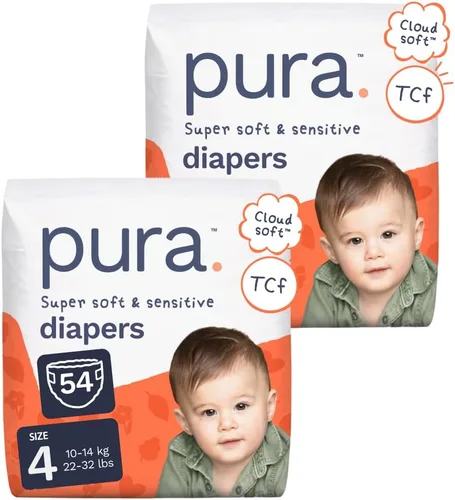 Miniatura 18 de Pura Pañales ecológicos talla 7 (33+libras) hipoalergénicos, TCF, algodón orgánico suave, sostenible, hasta 12 horas de protección contra fugas