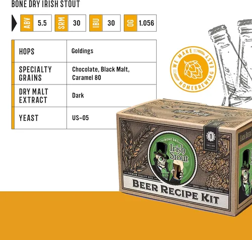 Miniatura 4 de Kit de recetas Craft A Brew - Recarga Bone Dry Irish Stout - 1 galón - Ingredientes para fabricar cerveza en casa