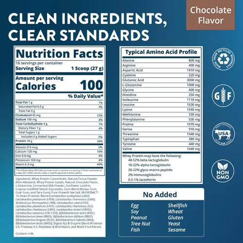 Miniatura 2 de MRM Nutrition Proteína de Suero - Sabor Chocolate, Proteína de Suero Aislada y Concentrada Microfiltrada, 16 Diferentes Cepas de Probióticos, BCAAs