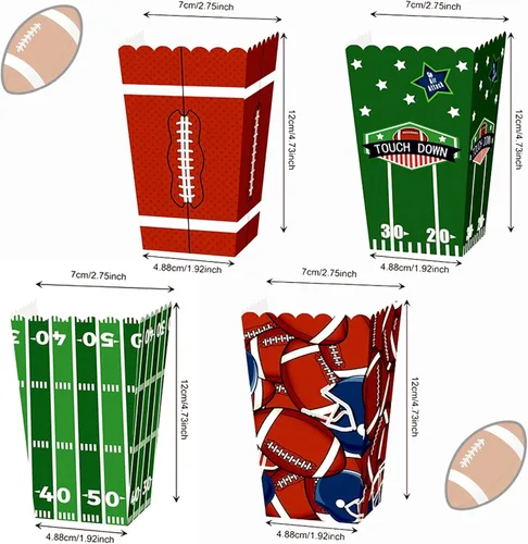 Miniatura 4 de LaVenty Cajas de palomitas de maíz de fútbol Bolsas de recuerdo de fiesta de fútbol Suministros de fiesta de fútbol Bolsas de fiesta de fútbol