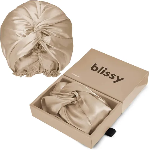 Miniatura 14 de BLISSY Gorro de seda para dormir para cabello largo y rizado, 100% seda de morera pura 22 momme 6a fibras de alta calidad