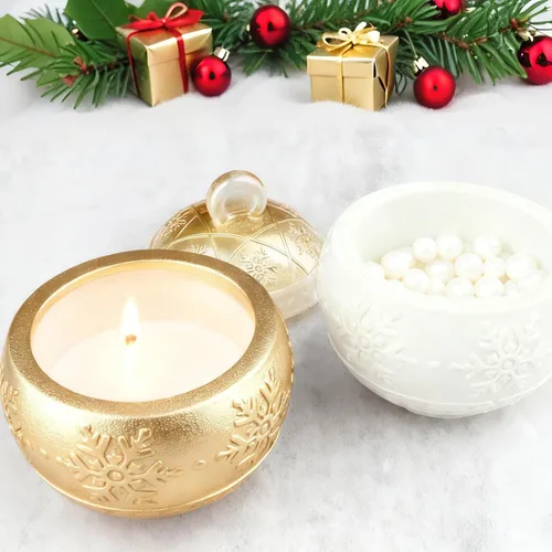 Miniatura 5 de Molde de resina de tarro de Navidad de copo de nieve de silicona, molde de tarro moldes de resina epoxi de Navidad, moldes de silicona de copo