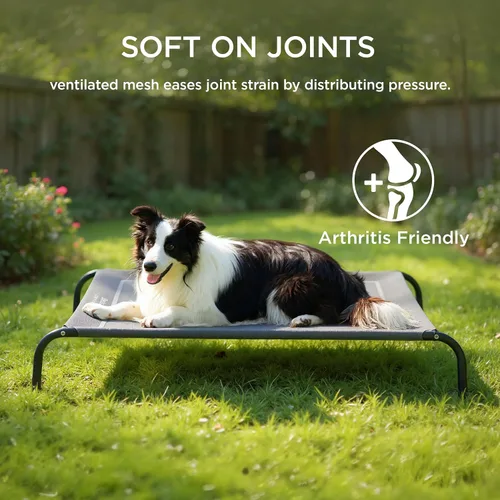 Miniatura 8 de Bedsure Cama elevada para perros al aire libre de tamaño grande, cama portátil de hamaca para mascotas con marco elevado y refrescante para Verde