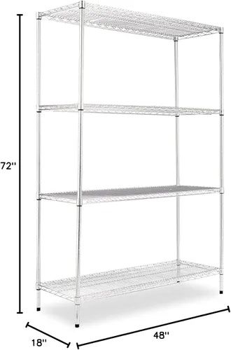 Miniatura 2 de Alera SW504818SR Kit de inicio de estantería de alambre, 4 estantes, 48 pulgadas de ancho x 18 pulgadas de profundidad x 72 pulgadas de alto
