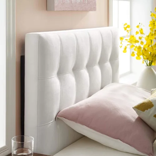 Miniatura 14 de Modway Lily Biscuit - Cabecero de terciopelo con estilo capitoné para cama individual, color gris