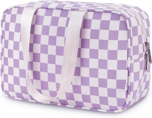 Miniatura 12 de Narwey Neceser de tamaño completo, bolsa de cosméticos grande, bolsa de maquillaje de viaje, organizador para mujeres y niñas, A-Negro, L, Bolsa