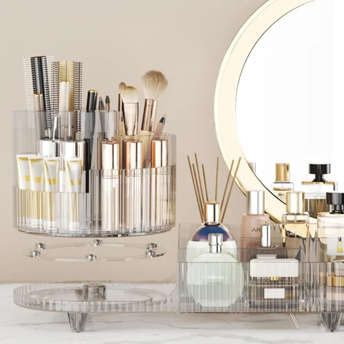 Miniatura 4 de Organizador de maquillaje giratorio, estuche de exhibición de cosméticos de gran capacidad, fácil de contener todos tus productos de maquillaje, al
