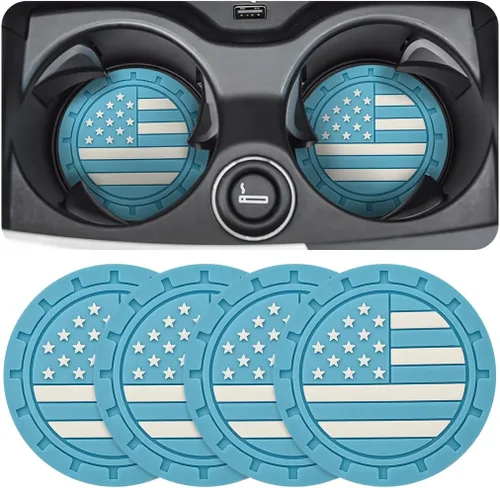 Miniatura 24 de Osilly Posavasos para Portavasos de Automóvil, Paquete de 4 Posavasos Antideslizantes de PVC con Estampado de Huellas de Pata, Tapete Universal