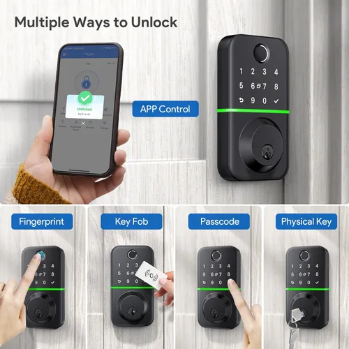 Miniatura 2 de Cerradura de puerta inteligente con teclado: cerradura de puerta de entrada sin llave - Cerradura de huella digital para puerta delantera