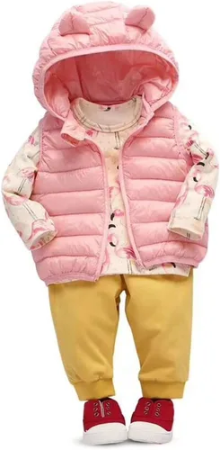 Miniatura 11 de Chaleco sin mangas de invierno para bebé, con cremallera sólida, con capucha y orejas de oso, chaqueta para niños y niñas