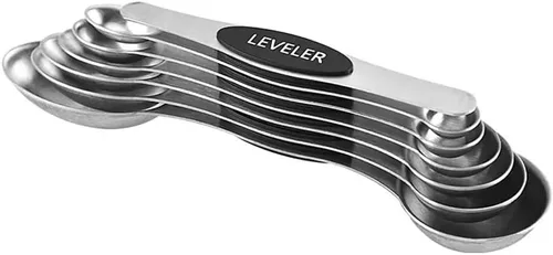 Miniatura 2 de Juego de 7 cucharas medidoras magnéticas de acero inoxidable con nivelador, cucharada apilable para hornear y cocinar, accesorios de cocina