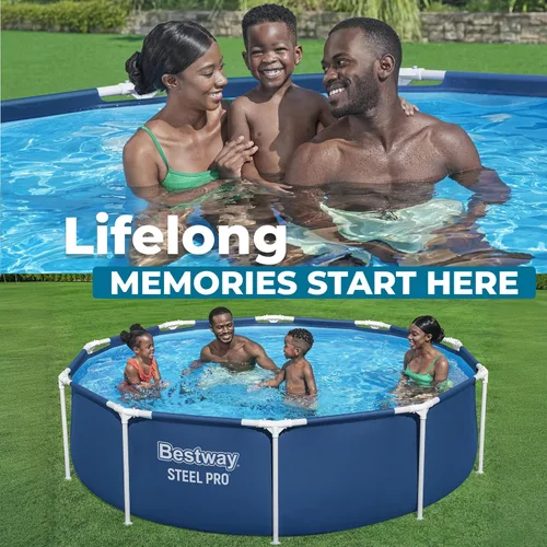Miniatura 9 de Bestway Steel Pro - Juego de piscina redonda de 10 pies x 30 pulgadas con marco sobre el suelo, para exteriores, con bomba de filtro de 330 GPH, azul