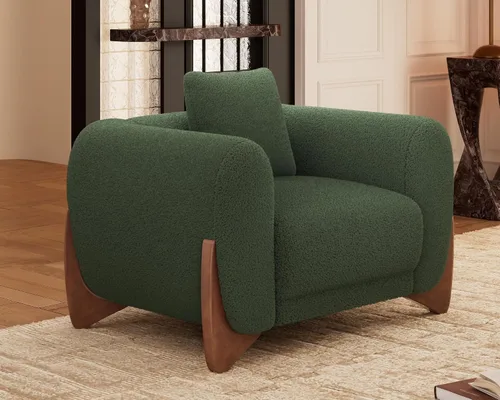 Miniatura 12 de Morden Fort Sherpa Boucle Sillón Individual de Sofá, Sofá Moderno Tapizado Silla Profunda con Almohada Decorativa Suave Amigable con la Piel Silla