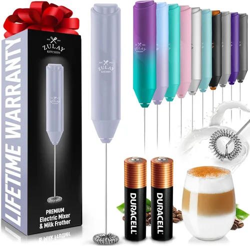 Miniatura 56 de Zulay Kitchen Espumador de leche de mano a pilas - Mezclador eléctrico de bebidas para café, lattes, capuchinos, matcha y chocolate caliente
