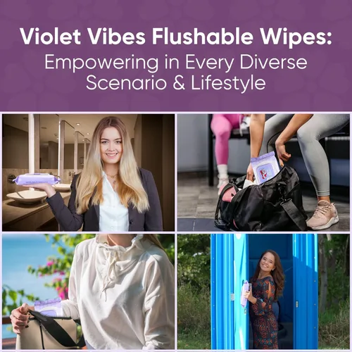 Miniatura 6 de Violet Vibes Toallitas desechables para mujer, color rosa de coco, 400 unidades, a base de plantas, suaves para pieles sensibles
