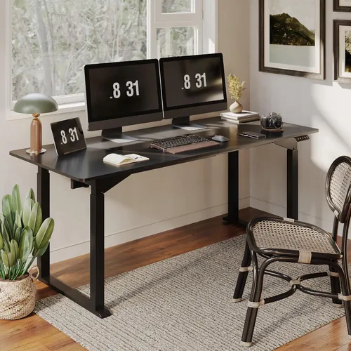 Miniatura 2 de SANODESK Escritorio de pie de 4 patas, escritorio eléctrico ajustable en altura con ajustes preestablecidos de memoria para oficina en casa, Negro