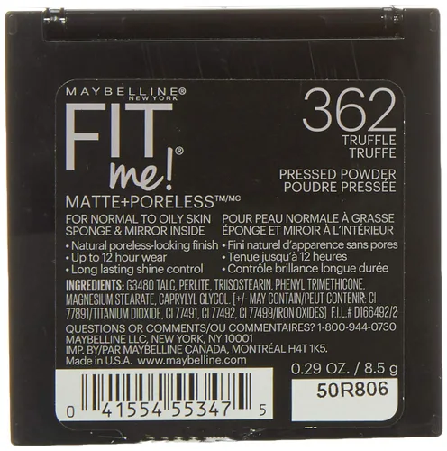 Miniatura 2 de Maybelline Fit Me Matte + Poreless - Maquillaje facial prensado en polvo, trufa, 1 unidad (paquete de 2)