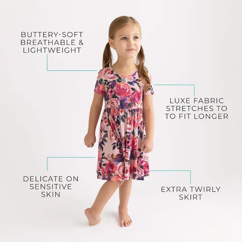 Miniatura 65 de Posh Peanut - Vestidos para niñas – Vestido suave para niña hecho con viscosa de bambú – Vestidos de otoño, primavera y verano para niñas