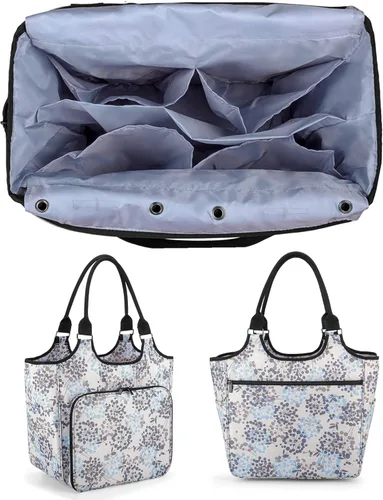 Miniatura 8 de YARWO Bolsa de punto, organizador de almacenamiento de hilo para madejas de hilo, agujas de tejer, ganchos de ganchillo y proyectos de tejido