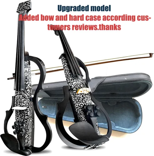 Miniatura 2 de Violín eléctrico de fibra de carbono premium tamaño completo 4/4, violín eléctrico silencioso profesional para adultos y adolescentes, violín