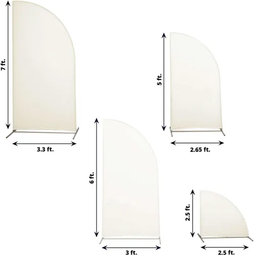 Miniatura 264 de Efavormart - Juego de 4 fundas de elastano beige para arco de media luna, fundas de telón de fondo Chiara de 2.5 pies a 7 pies para escenarios