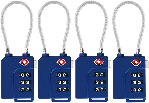 Miniatura 7 de TSA Lock - Candado de seguridad con combinación de 3 dígitos para maleta, bolsa de equipaje, candado con bloqueo de código (morado, paquete de 4)