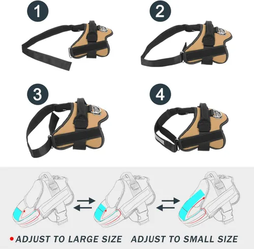Miniatura 3 de Arnés para perro, reflejante y transpirable, ajustable, con asa, para sacarlo a pasear, no más tirones ni asfixia (amarillo militar, tamaño XS)