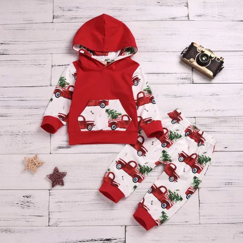 Miniatura 7 de ZOELNIC - Conjunto de ropa para bebés y niños con capucha y pantalones a cuadros