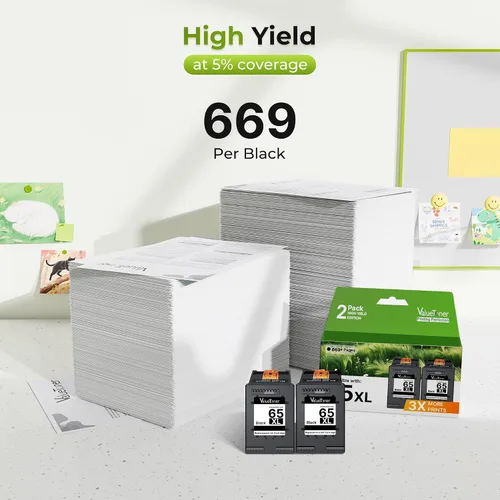Miniatura 4 de Valuetoner - Cartucho de tinta de repuesto para HP 65 Negro, 65 XL, 65XL Negro, para impresoras HP, alto rendimiento, funciona para Envy 5055, 5052