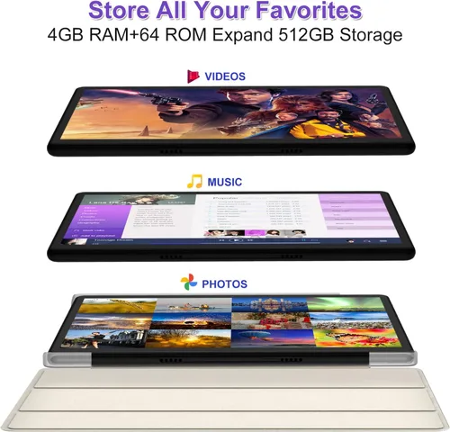 Miniatura 3 de 2025 Android 12 Tablets 10.1 Octa-Core 2 en 1 Tablet 64 GB + 512 GB Expandir incluye funda, teclado, lápiz capacitivo, cámara dual 13+5, pantalla