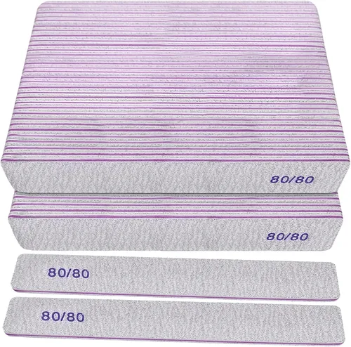 Miniatura 8 de Limas de uñas de grano 80/80 (paquete de 12), tablas de esmeril gruesas y pesadas para uñas acrílicas y uñas de gel, lima de uñas de doble cara