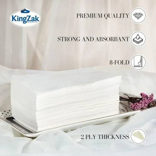 Miniatura 4 de 400 servilletas blancas de 2 capas, ocho pliegues, 16.5 x 15 pulgadas, servilletas de cena desechables, esenciales para el baño de invitados