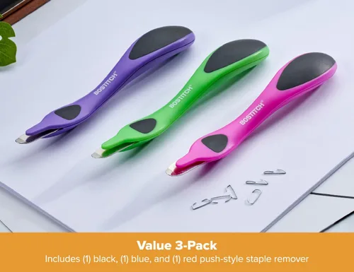 Miniatura 7 de Bostitch Removedor magnético profesional de grapas fácil, palillo extractor de grapas de color neón, herramienta removedor de grapas para oficina
