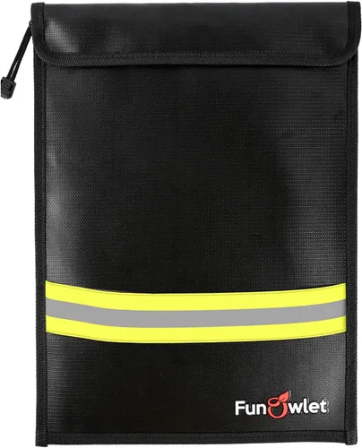 Bolsa de documentos de dinero impermeable ignífuga – Bolsas con cremallera mejoradas de 15 x 11 pulgadas, bolsa organizadora de almacenamiento Negro