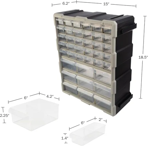 Miniatura 2 de Stalwart Organizador de Piezas Pequeñas de Plástico de 39 Cajones - Cajones de Almacenamiento de Escritorio o Pared para Organizar Ferretería