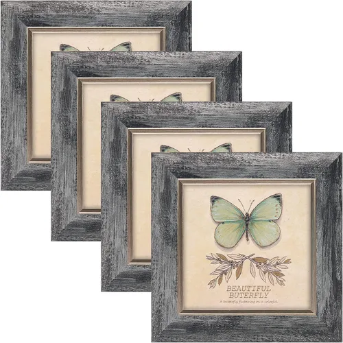 Miniatura 14 de XUANLUO Juego de 4 marcos de fotos de 4x6, estilo rústico retro con cubierta de plástico HD para montaje en pared y exhibición en mesa, regalo