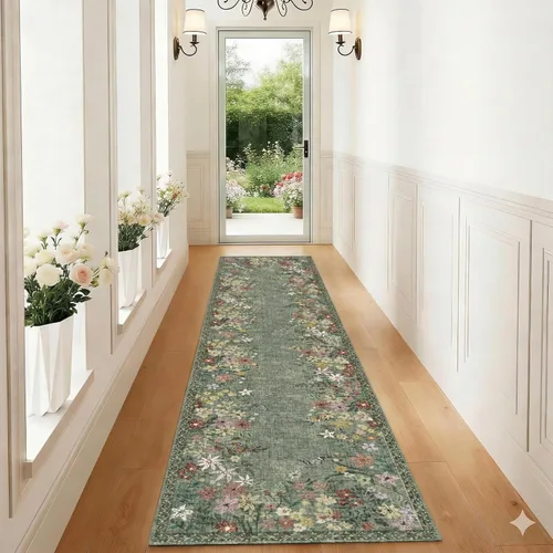 Miniatura 12 de Alfombra de pasillo de cocina de 2 x 6 pies para pasillo, alfombra de pasillo lavable con parte trasera antideslizante, alfombra suave de pelo bajo